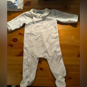 Blue cozy footie with collar